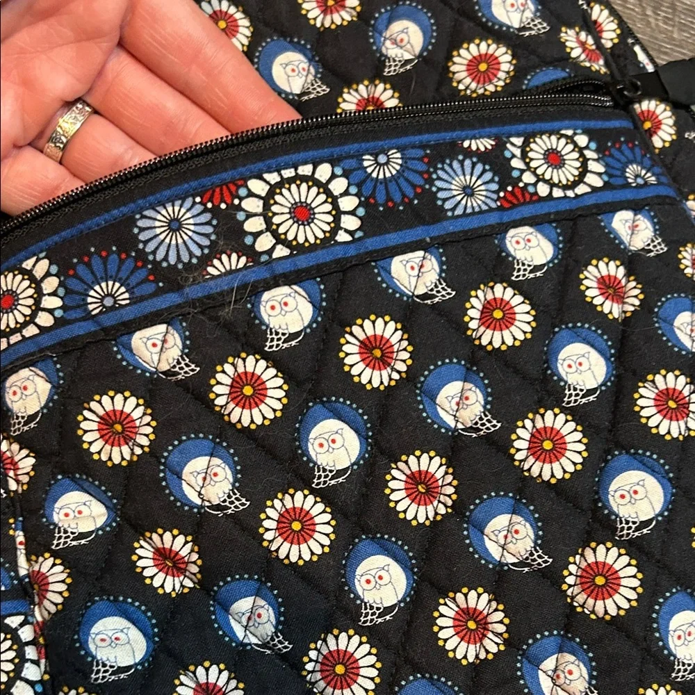 Vera Bradley Black and Red Floral Backpack owls